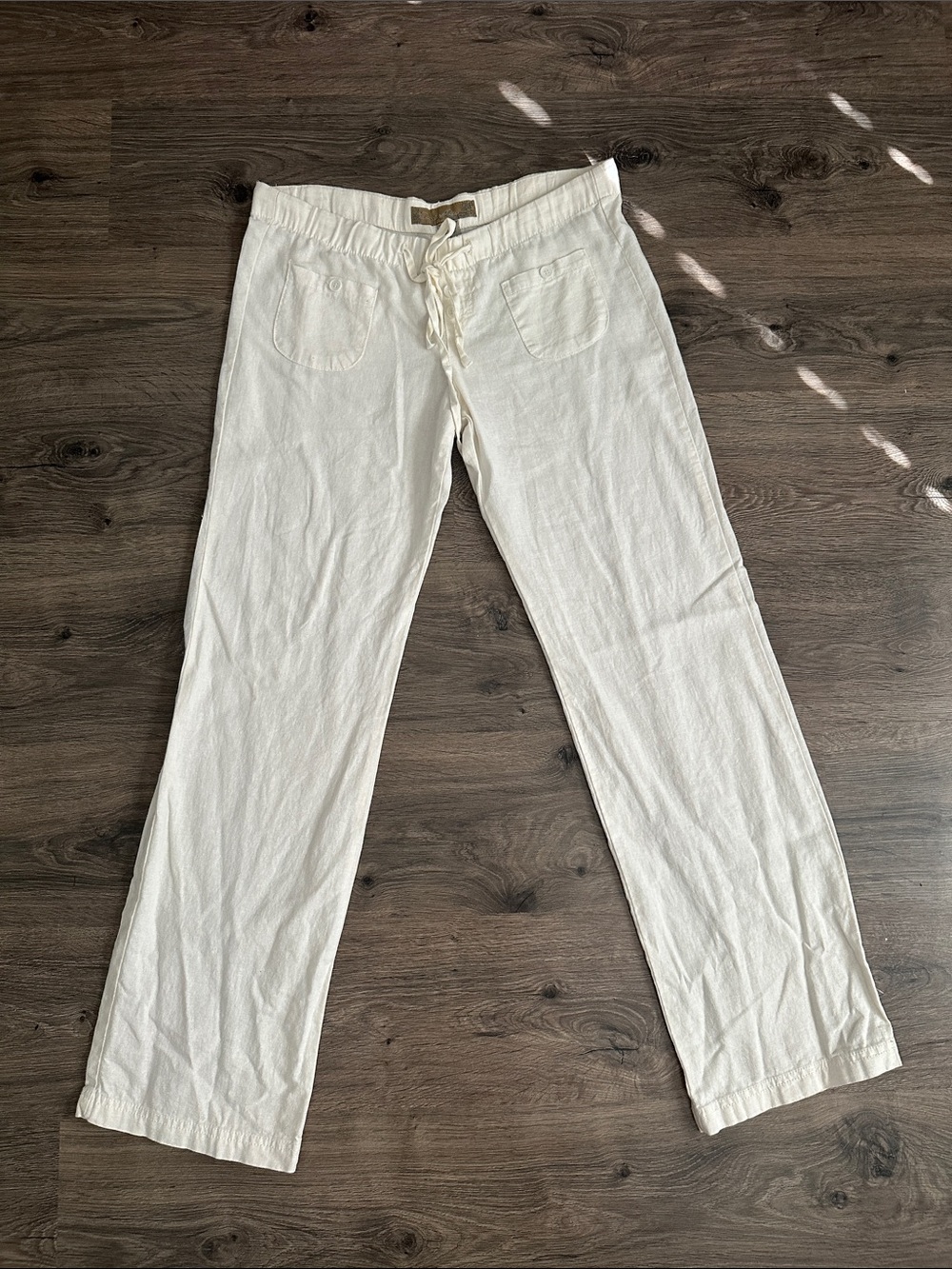 Angel Kiss Cream Wide Leg Linen-Blend Pants